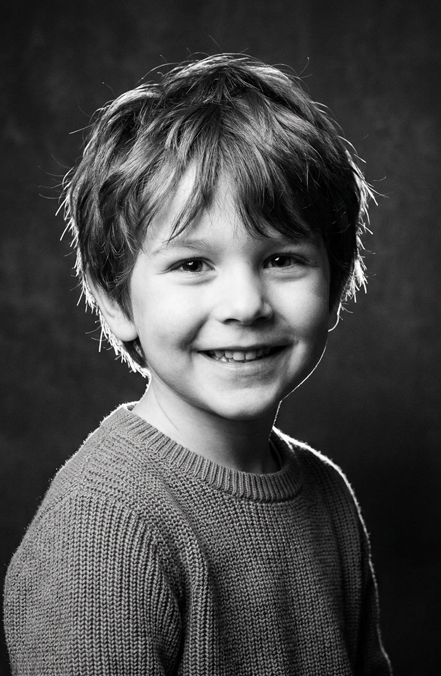 Portrait d'élève en noir et blanc